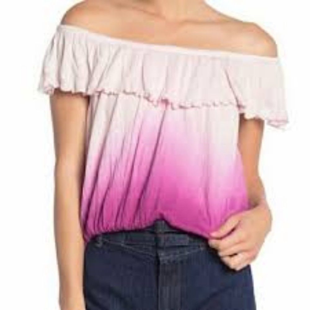 Free People Cora Lee pink ombre off shoulder top